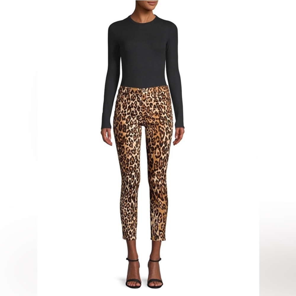 7 For All Mankind Leopard Print Skinny Ankle Jeans - Size 24